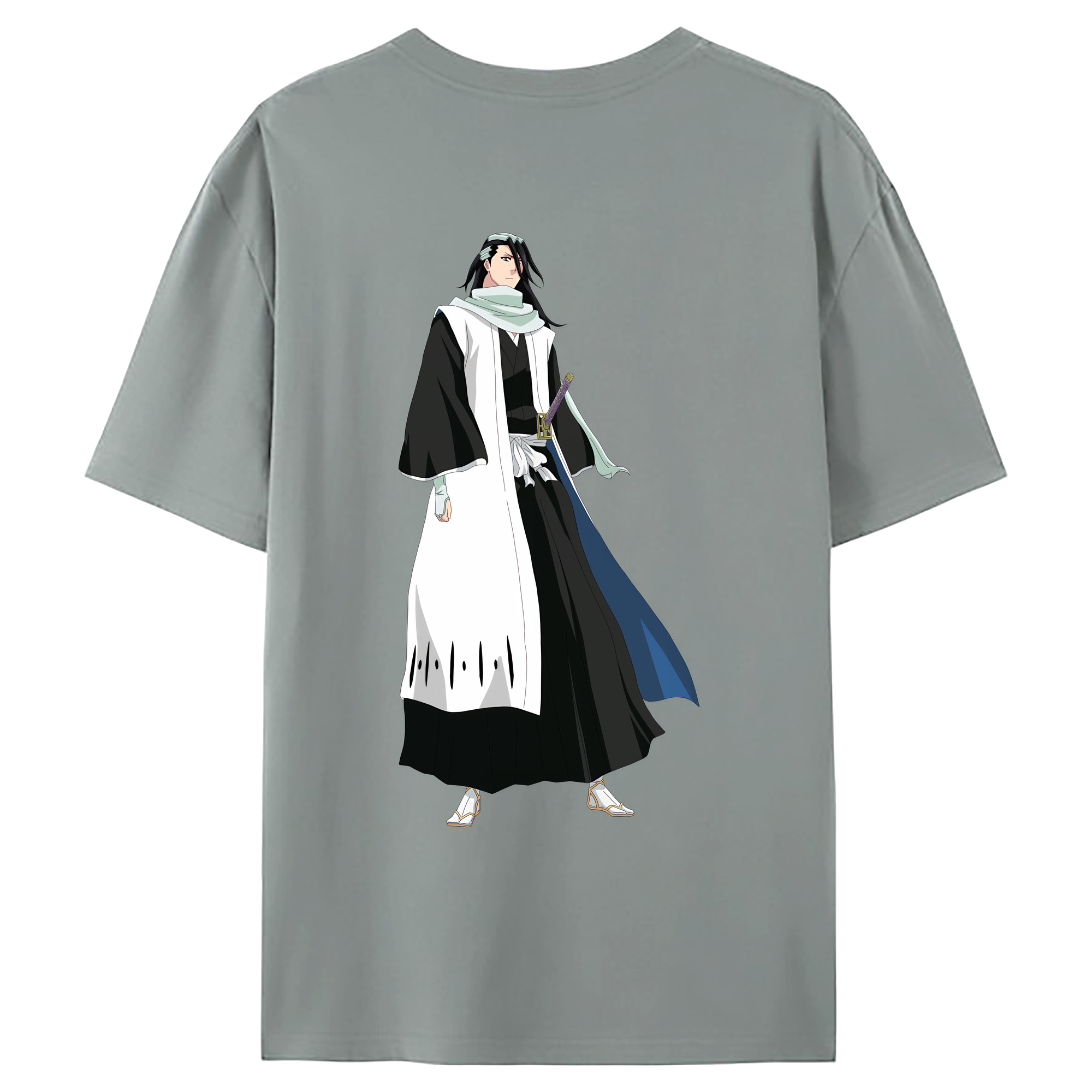 （画像用） ブリーチ くちき びゃくや BLEACH Kuchiki Byakuya 綿100％ メンズ半袖Tシャツ（バックプリント） 通気性
